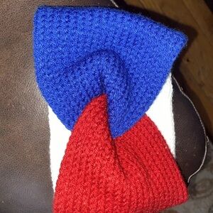 New head band, ear warmers head wrap. Americana color red white blue. Hat